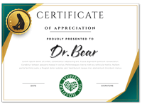 日本ぬいぐるみ医師会の認定証